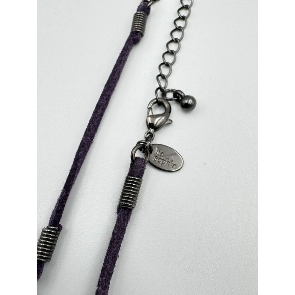 Lia Sophia Purple Haze Multi Strand Glass Cats Eye Acrylic Beaded Necklace